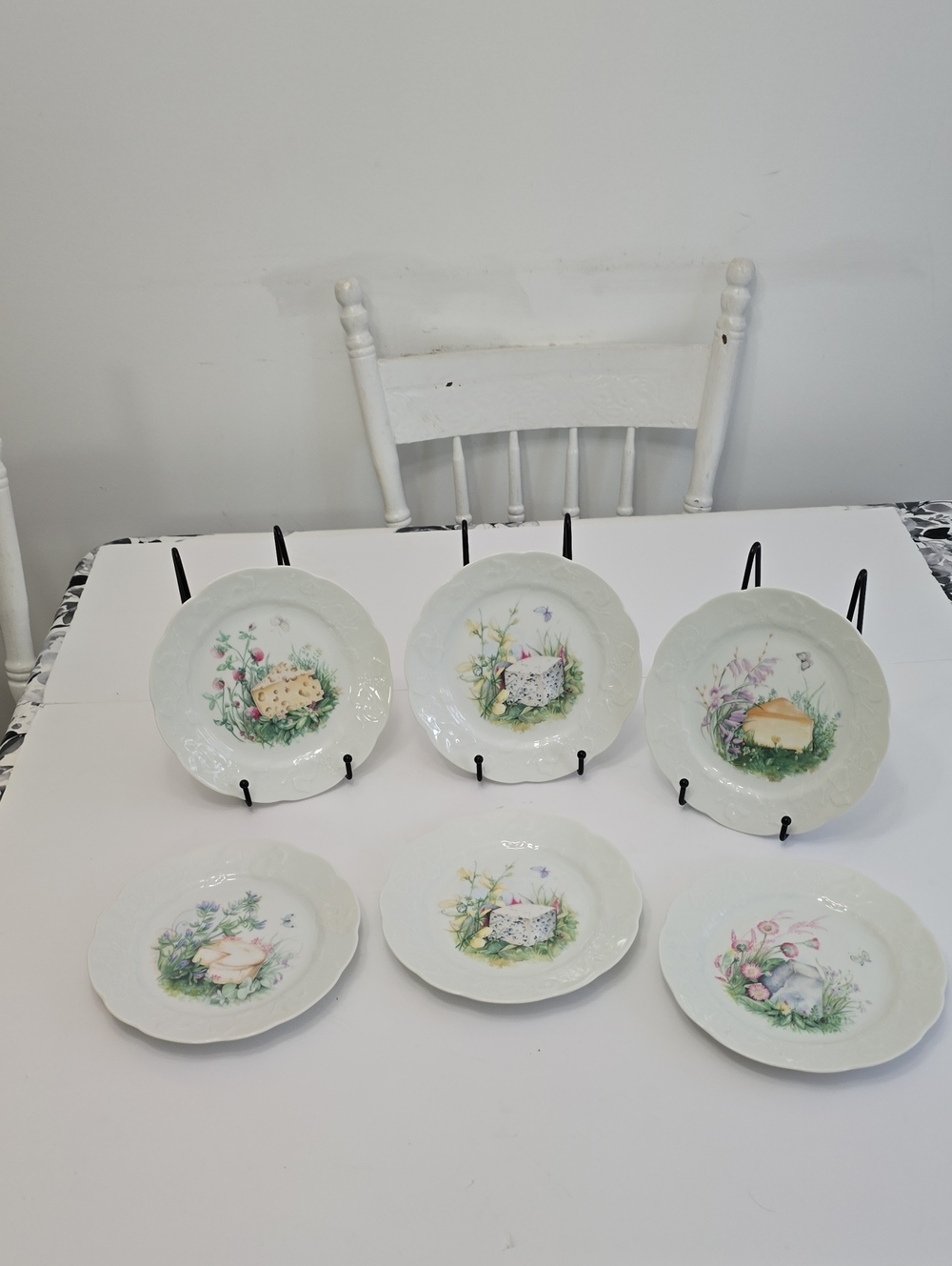Lierre Sauvage Set Of 6 Cheese Floral Salad Plates Porcelain CNP France 8"